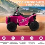 Elektrinis vaikiškas keturratis su LED apšvietimu ir muzika (Rožinė)
