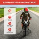 Elektrinis motociklas vaikams su atraminiais ratukais (Juoda)