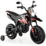 Elektrinis motociklas vaikams su atraminiais ratukais (Raudona)