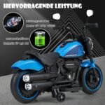 Elektrinis motociklas vaikams su šviesomis ir USB jungtimi (Mėlyna)