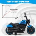 Elektrinis motociklas vaikams su šviesomis ir USB jungtimi (Mėlyna)