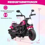 Elektrinis vaikiškas motociklas su atraminiais ratais ir USB jungtimi (Rožinė)