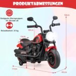 Elektrinis motociklas vaikams su LED žibintais ir USB jungtimi (Raudona)