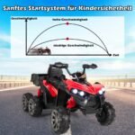 Elektrinis vaikiškas keturratis su LED žibintais ir daiktadėže (Raudona)