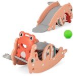 Vaikų žaidimų aikštelė: sūpynės čiuožykla ir krepšinio lankas (Rožinė)