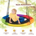Apvali sodo sūpuoklė su tvirtinimo diržais 100 cm (Spalvota)