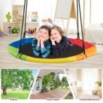 Apvali sodo sūpuoklė su tvirtinimo diržais 100 cm (Spalvota)