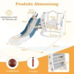 Vaikų žaidimų aikštelė: čiuožykla sūpynės krepšinio lankas (Mėlyna)