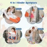 Vaikiškas žaidimų komplektas su čiuožykla sūpynėmis ir krepšinio lanku (Oranžinė)