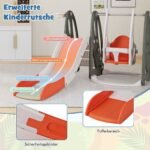 Vaikiškas žaidimų komplektas su čiuožykla sūpynėmis ir krepšinio lanku (Oranžinė)