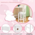 Vaikiškas rašomasis stalas su kėdute ir lentyna (Balta)