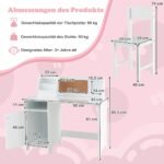 Vaikiškas rašomasis stalas su kėdute ir lentyna (Balta)