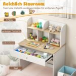 Vaikiškas rašomasis stalas su stalčiumi ir lentynomis (Natūrali)