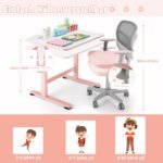 Ergonomiška vaikiška kėdė su reguliuojamu aukščiu ir ratukais (Rožinė)