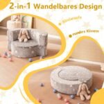Transformuojama vaikiška sofa-lova su šviečiančiomis detalėmis (Pilka)