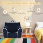 Vaikiška sofa su porankiais ir rankenėle (Tamsiai mėlyna)