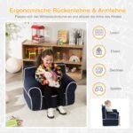Vaikiška sofa su porankiais ir rankenėle (Tamsiai mėlyna)
