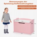 Talpi medinė žaislų skrynia su pagalve (Rožinė)