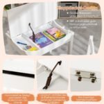 Medinis vaikiškas stalas su kėdute ir stalčiumi (Balta)