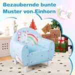 Vaikiška minkšta sofa su atlošu ir porankiais (Mėlyna)