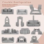 Modulinė putų detalių vaikų žaidimų sofa (Pilka)