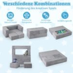 Modulinė vaikiška putų gumos sofa-lova (Pilka)