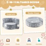 Vaikiška sofa-čiužinys 2-in-1 su šviečiančiais elementais (Pilka)