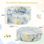 Transformuojamas vaikiškas minkštasuolis su šviečiančiais raštais (Mėlyna)