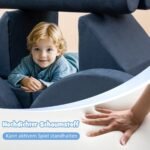 Modulinė 14 dalių vaikų žaidimų sofa minkšta ir saugi (Laivyno mėlyna)