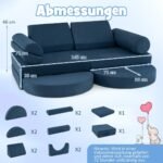 Modulinė 14 dalių vaikų žaidimų sofa minkšta ir saugi (Laivyno mėlyna)