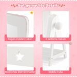 Pastatomas vaikiškas drabužių veidrodis su laikymo lentyna (Balta)