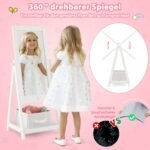 Pastatomas vaikiškas drabužių veidrodis su laikymo lentyna (Balta)