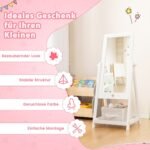Pastatomas vaikiškas drabužių veidrodis su laikymo lentyna (Balta)