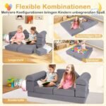Modulinė 9 dalių putplasčio vaikų sofa (Pilka)