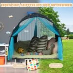 Vaikų žaidimų palapinė su langu ir užuolaidėlėmis (Mėlyna)