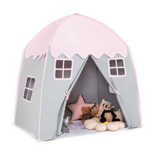 Didelė vaikų žaidimų palapinė su laikymo krepšiu ir neslystančiu kilimėliu (Rožinė)