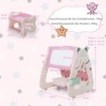 Vaikiška 3-in-1 mokymosi stotelė su kėdute ir daiktadėže (Rožinė)