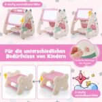 Vaikiška 3-in-1 mokymosi stotelė su kėdute ir daiktadėže (Rožinė)