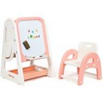 Dvipusė mokymosi lenta ir vaikiškas rašomasis stalas (Oranžinė)