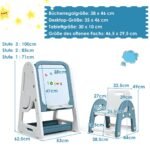 2-in-1 vaikų meno stovas su magnetine lenta ir laikymo vietomis (Mėlyna)
