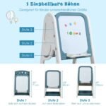 2-in-1 vaikų meno stovas su magnetine lenta ir laikymo vietomis (Mėlyna)