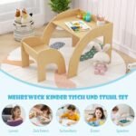 Vaikiškas staliukas ir kėdutė apvaliais kraštais (Natūrali)