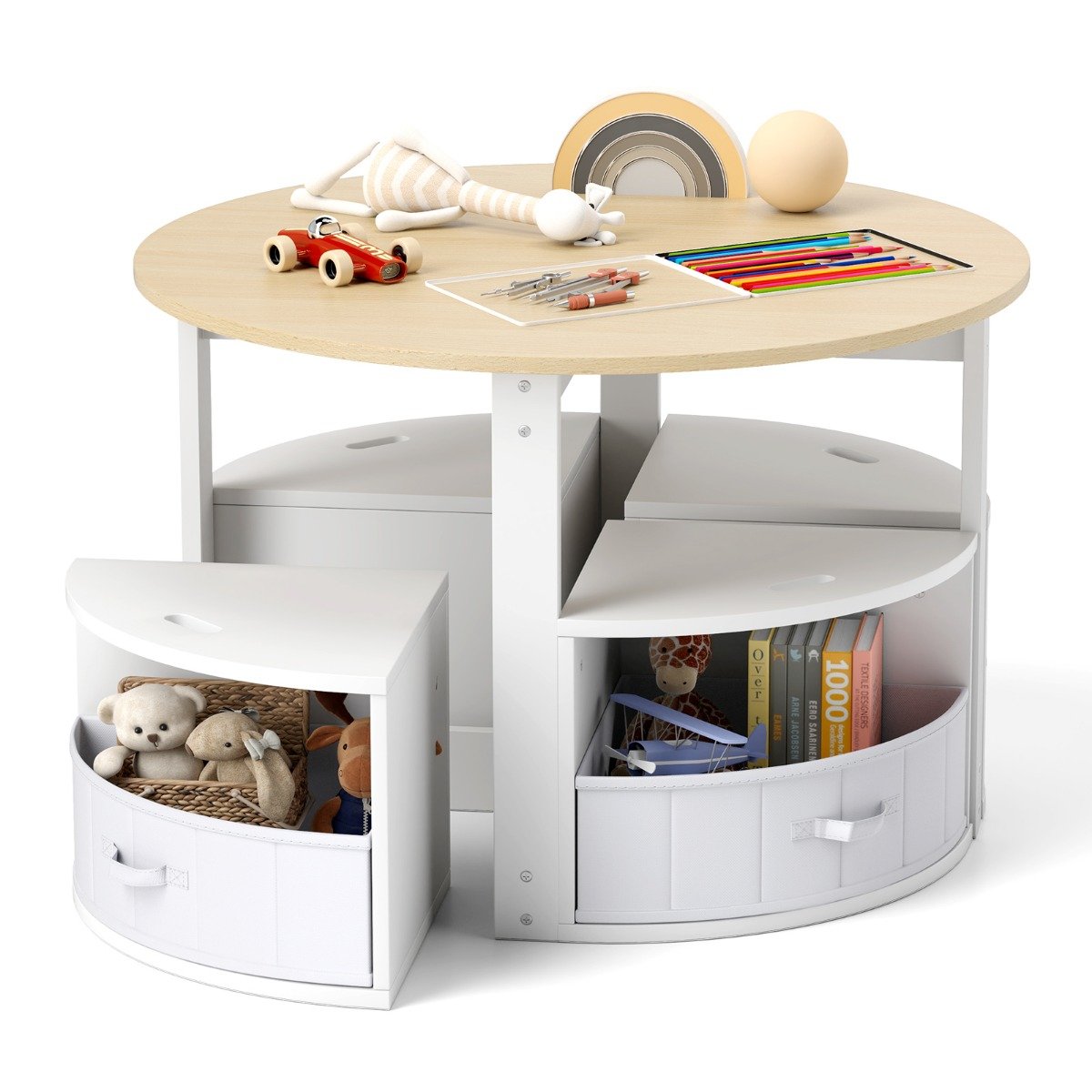 kindertisch-kindersitzgruppe-13090_6__1 Apvalus vaikiškas stalas su keturiomis kėdutėmis ir daiktadėžėmis (Natūrali)