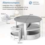 Apvalus vaikiškas stalas su keturiomis kėdutėmis ir daiktadėžėmis (Pilka)