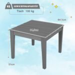 Kvadrato formos vaikiškas lauko stalas atsparus oro sąlygoms ir smūgiams 64 5 cm (Pilka)