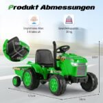 Elektrinis traktorius su priekaba ir nuotolinio valdymo pultu (Žalia)