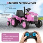 Elektrinis vaikiškas traktorius su priekaba ir nuotolinio valdymo pulteliu (Rožinė)