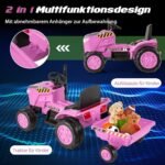 Elektrinis vaikiškas traktorius su priekaba ir nuotolinio valdymo pulteliu (Rožinė)