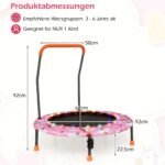 Vaikiškas mini batutas su LED apšvietimu ir nuimamu rankena (Rožinė)