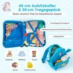 Vaikiškas kelioninis lagaminas ir kuprinė (Mėlyna)